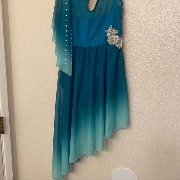 WEISSMAN solo Dance costume lyrical teal rhinestone Love In The Dark 14888 MC - Picture 5 of 14